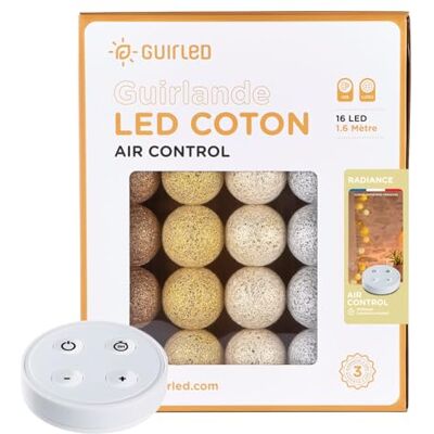 GuirLED Lichtketting met katoenen ballen, USB draadloze afstandsbediening 2 uur baby nachtlampje incl. USB-voeding 4 intensiteiten 16 ballen 1,6 m Stralend GuirLED Lichtketting met katoenen ballen, USB draadloze afstandsbediening 2 uur baby nachtlampje incl. USB-voeding 4 intensiteiten 16 ballen 1,6 m Stralend