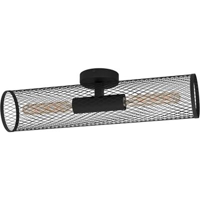 EGLO Redcliffe Wandlamp voor binnen, 2 lampen, industriële binnenlamp, woonkamerlamp, hallamp, metaal, zwart, E27-fitting EGLO Redcliffe Wandlamp voor binnen, 2 lampen, industriële binnenlamp, woonkamerlamp, hallamp, metaal, zwart, E27-fitting