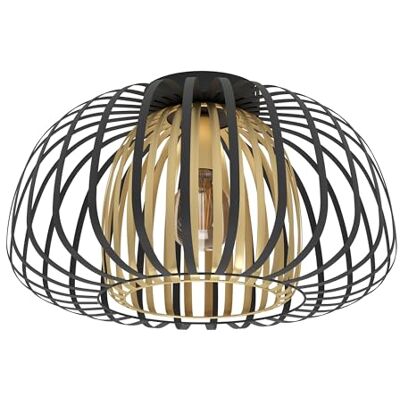 EGLO Encinitos Plafondlamp, kroonluchter van zwart metaal en geborsteld messing, plafondlamp voor woonkamer en slaapkamer, fitting E27 EGLO Encinitos Plafondlamp, kroonluchter van zwart metaal en geborsteld messing, plafondlamp voor woonkamer en slaapkamer, fitting E27