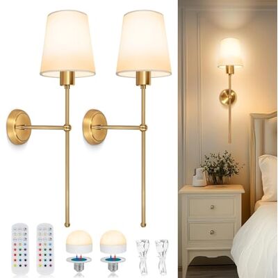 Dehobo Led-wandlamp voor binnen, nachtkastje, slaapkamer, oplaadbaar, dimbaar, met 3 kleurtemperaturen, 12 RGB en afstandsbediening voor slaapkamer, woonkamer, hal Dehobo Led-wandlamp voor binnen, nachtkastje, slaapkamer, oplaadbaar, dimbaar, met 3 kleurtemperaturen, 12 RGB en afstandsbediening voor slaapkamer, woonkamer, hal