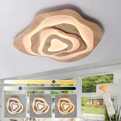 WayLuoung Houten led-plafondlamp, Ø 80 cm, 65 W, 5500 lm, 3000 K-6000 K, dimbaar, met afstandsbediening, moderne lamp, natuurlijk hout + acrylwolken, woonkamer, kinderkamer, keuken, eetkamer, kantoor, thuis WayLuoung Houten led-plafondlamp, Ø 80 cm, 65 W, 5500 lm, 3000 K-6000 K, dimbaar, met afstandsbediening, moderne lamp, natuurlijk hout + acrylwolken, woonkamer, kinderkamer, keuken, eetkamer, kantoor, thuis