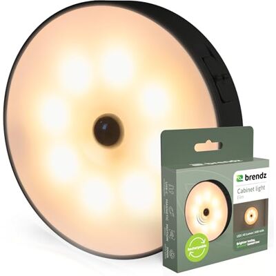 Brendz Lamp met bewegingsmelder, rond, oplaadbaar via USB-C, magnetisch, warm wit, 3000 K, nachtlampje, oplaadbare led-spot, kastlamp, zwart Brendz Lamp met bewegingsmelder, rond, oplaadbaar via USB-C, magnetisch, warm wit, 3000 K, nachtlampje, oplaadbare led-spot, kastlamp, zwart