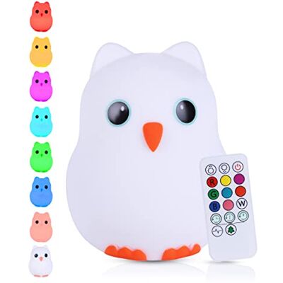 Kadoing Nachtlampje uil (groot) – met tikfunctie en afstandsbediening – oplaadbare ledlamp voor de geboorte – speelgoed – babykamer – premium kinderlamp Kadoing Nachtlampje uil (groot) – met tikfunctie en afstandsbediening – oplaadbare ledlamp voor de geboorte – speelgoed – babykamer – premium kinderlamp