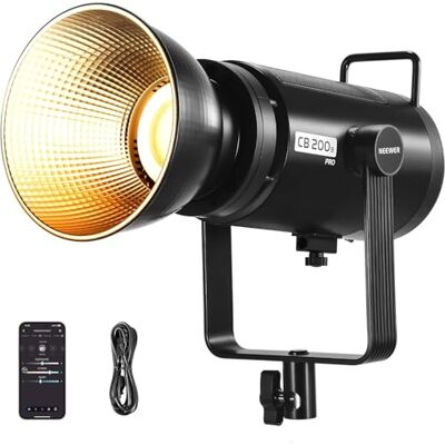 NEEWER 210 W COB LED-videolicht, 2,4 G/APP bediening, tweekleurige continue uitgangsverlichting 2700 K-6500 K voor studio-opname, Bowens-fitting, 90.000 lux/1 m, CRI/TLCI97+, GM ±50, CB200B PRO NEEWER 210 W COB LED-videolicht, 2,4 G/APP bediening, tweekleurige continue uitgangsverlichting 2700 K-6500 K voor studio-opname, Bowens-fitting, 90.000 lux/1 m, CRI/TLCI97+, GM ±50, CB200B PRO