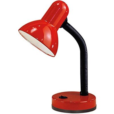 EGLO Basic Tafellamp, 1-lichts bureaulamp van staal en kunststof, kleur: rood, fitting: E27 EGLO Basic Tafellamp, 1-lichts bureaulamp van staal en kunststof, kleur: rood, fitting: E27