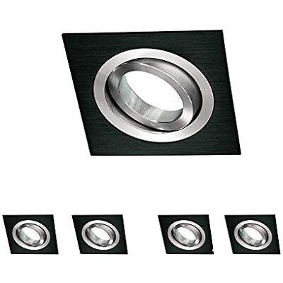 wonderlamp W-E000142 inbouwspot, vierkant, zwart en aluminium, 5 stuks wonderlamp W-E000142 inbouwspot, vierkant, zwart en aluminium, 5 stuks
