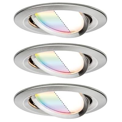 Paulmann 92965 LED inbouwspot Nova Plus Smart Home ZigBee set rond draaibaar 3x2,5W RGBW dimbaar geborsteld staal spot aluminium zink 2700K Paulmann 92965 LED inbouwspot Nova Plus Smart Home ZigBee set rond draaibaar 3x2,5W RGBW dimbaar geborsteld staal spot aluminium zink 2700K