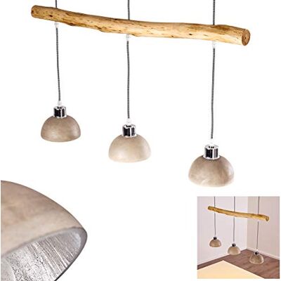 hofstein Ambri vintage hanglamp van hout, beton en textieltouwen, bruin en beige, retro hanglamp voor 3 x E27, max. 40 watt, maximale hoogte 107 cm, geschikt voor ledlampen hofstein Ambri vintage hanglamp van hout, beton en textieltouwen, bruin en beige, retro hanglamp voor 3 x E27, max. 40 watt, maximale hoogte 107 cm, geschikt voor ledlampen