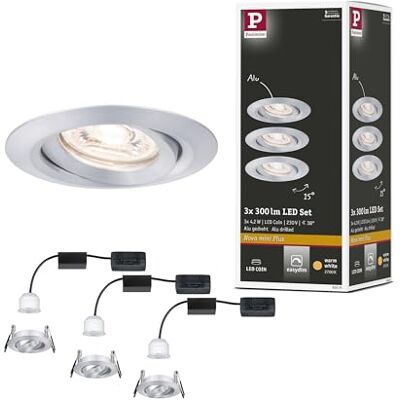 Paulmann Nova mini Plus Coin EasyDim 92975 led-inbouwspot, rond, draaibaar, incl. 3 x 4,2 watt, dimbaar, inbouwspot voor plafond, aluminium, warmwit, 2700 K Paulmann Nova mini Plus Coin EasyDim 92975 led-inbouwspot, rond, draaibaar, incl. 3 x 4,2 watt, dimbaar, inbouwspot voor plafond, aluminium, warmwit, 2700 K