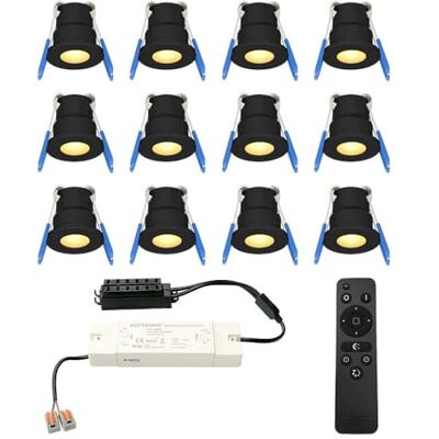 HOFTRONIC Zwarte inbouwspot voor vochtige ruimtes badkamer 12 V terrasoverkapping IP65 waterdicht 12 x 3 W 200 lumen warm wit lichtkleur dimbaar afstandsbediening RF 3 W HOFTRONIC Zwarte inbouwspot voor vochtige ruimtes badkamer 12 V terrasoverkapping IP65 waterdicht 12 x 3 W 200 lumen warm wit lichtkleur dimbaar afstandsbediening RF 3 W