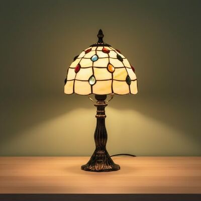 B·LED BARCELONA LED Tiffany Style Tafellamp – Art Nouveau Design Ø 20 cm – Stained Glass Shade & Metal Base – Decoratieve lamp voor Woonkamer & Slaapkamer – E27 40W B·LED BARCELONA LED Tiffany Style Tafellamp – Art Nouveau Design Ø 20 cm – Stained Glass Shade & Metal Base – Decoratieve lamp voor Woonkamer & Slaapkamer – E27 40W