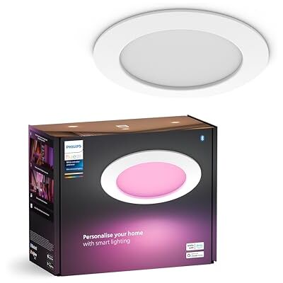 Philips Platte Inbouwspot 170 mm Wit & Gekleurd Licht Bluetooth Compatibel Spraakbesturing met Alexa Apple Home & Google Assistant LED Spots Wit Philips Platte Inbouwspot 170 mm Wit & Gekleurd Licht Bluetooth Compatibel Spraakbesturing met Alexa Apple Home & Google Assistant LED Spots Wit