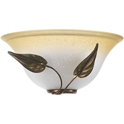 ONLI Mira Ivoorkleurige glazen wandlamp met amberkleurige gradiënt en goudkleurige stompe bruine metalen structuur ONLI Mira Ivoorkleurige glazen wandlamp met amberkleurige gradiënt en goudkleurige stompe bruine metalen structuur