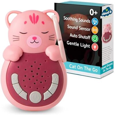 Cloud B Sweet Dreamz On The Go Reisgeluidsmachine met kalmerend licht, 4 witte geluiden en ontspannende wiegen, intelligente sensor en zachte gloed, slaaphulp voor pasgeborenen, kat Cloud B Sweet Dreamz On The Go Reisgeluidsmachine met kalmerend licht, 4 witte geluiden en ontspannende wiegen, intelligente sensor en zachte gloed, slaaphulp voor pasgeborenen, kat