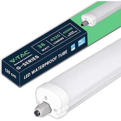 V-TAC Ledstrip, waterdicht, 120 cm, 36 W, chip Samsung – hoge helderheid, rechthoekige plafondlamp 4320 lumen, IP65, voor plafond, garage, winkel, led-buis, licht 4000 K, neutraal wit V-TAC Ledstrip, waterdicht, 120 cm, 36 W, chip Samsung – hoge helderheid, rechthoekige plafondlamp 4320 lumen, IP65, voor plafond, garage, winkel, led-buis, licht 4000 K, neutraal wit