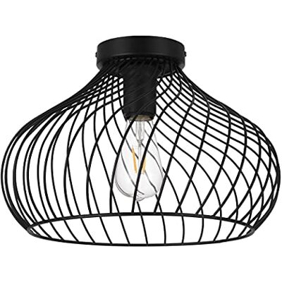 EGLO Plafondlamp Staverton, 1 lamp plafondlamp moderne woonkamer lamp gemaakt van metaal in zwart, slaapkamer lamp, hal lamp plafond met E27 socket EGLO Plafondlamp Staverton, 1 lamp plafondlamp moderne woonkamer lamp gemaakt van metaal in zwart, slaapkamer lamp, hal lamp plafond met E27 socket