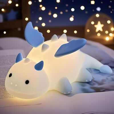 POSSHE Nachtlampje in de vorm van een draak, schattig cadeau in de vorm van een draak, zachte siliconen lamp met 3 warmlichtniveaus en RGB-verandering, draagbaar bedlampje voor baby, peuter POSSHE Nachtlampje in de vorm van een draak, schattig cadeau in de vorm van een draak, zachte siliconen lamp met 3 warmlichtniveaus en RGB-verandering, draagbaar bedlampje voor baby, peuter