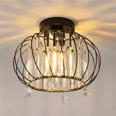 ANWIO Glazen plafondlamp met 1 E27-fitting, moderne zwarte plafondlampen, voor hal, keuken, woonkamer, eetkamer (22,5 cm, zonder lamp) ANWIO Glazen plafondlamp met 1 E27-fitting, moderne zwarte plafondlampen, voor hal, keuken, woonkamer, eetkamer (22,5 cm, zonder lamp)
