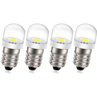 Ruiandsion 4 stuks 6 V 0,6 W E10 5050 1SMD wit 6000K vervanging voor koplampen, zaklampen, zaklamp, negatieve aarde Ruiandsion 4 stuks 6 V 0,6 W E10 5050 1SMD wit 6000K vervanging voor koplampen, zaklampen, zaklamp, negatieve aarde