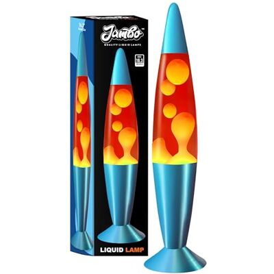 Jambo Blauwe vulkaanlamp met druipende was als lava, fantastische lampen, nachtlampje voor kinderen, volwassenen, jongens (16 inch, blauwe basis, rode vloeistof, oranje was) Jambo Blauwe vulkaanlamp met druipende was als lava, fantastische lampen, nachtlampje voor kinderen, volwassenen, jongens (16 inch, blauwe basis, rode vloeistof, oranje was)