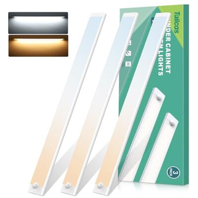 Tailcas Set van 3 led-keukenlampen, 40 cm, 100 leds, 3000 K/6000 K, continue kastverlichting, bewegingsmelder, 2000 mAh, USB-C-opladen, nachtlampje, magnetisch Tailcas Set van 3 led-keukenlampen, 40 cm, 100 leds, 3000 K/6000 K, continue kastverlichting, bewegingsmelder, 2000 mAh, USB-C-opladen, nachtlampje, magnetisch