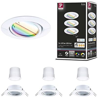 Paulmann 92466 LED inbouwspot Base Smart Home Zigbee basisset draaibaar rond 230V 3x4,9W 3x420lm dimbaar 90mm wit metaal RGBW+ Paulmann 92466 LED inbouwspot Base Smart Home Zigbee basisset draaibaar rond 230V 3x4,9W 3x420lm dimbaar 90mm wit metaal RGBW+