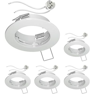 ledscom.de 5 plafondinbouwframes FERE, rond, wit glanzend (LED/halogeen/MR16/50 mm) incl. GU5.3-fitting ledscom.de 5 plafondinbouwframes FERE, rond, wit glanzend (LED/halogeen/MR16/50 mm) incl. GU5.3-fitting