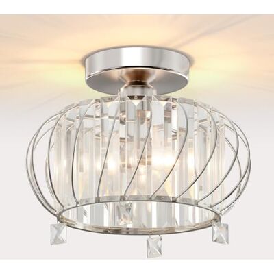 ANWIO Glazen plafondkroonluchters, moderne zilverkleurige hanglamp, woonkamerlamp van glas met 1 x E27 basis, voor slaapkamer, keuken, hal (28,5 cm, zonder lamp) ANWIO Glazen plafondkroonluchters, moderne zilverkleurige hanglamp, woonkamerlamp van glas met 1 x E27 basis, voor slaapkamer, keuken, hal (28,5 cm, zonder lamp)