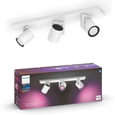 Philips White & Colour Ambiance Plafondlamp Argenta met drie spots, dimbare led-spots voor het Hue-systeem, Slimme lichtregeling via stem en app, wit. Philips White & Colour Ambiance Plafondlamp Argenta met drie spots, dimbare led-spots voor het Hue-systeem, Slimme lichtregeling via stem en app, wit.