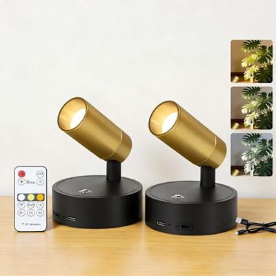 Kambo Led-spot, draadloos, oplaadbaar, zwart en goud, 3000 mAh, USB-wandlamp met touch-afstandsbediening, geïntegreerde timer voor planten, kasten, slaapkamer, woonkamer, 1 stuk Kambo Led-spot, draadloos, oplaadbaar, zwart en goud, 3000 mAh, USB-wandlamp met touch-afstandsbediening, geïntegreerde timer voor planten, kasten, slaapkamer, woonkamer, 1 stuk