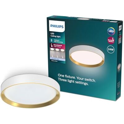 Philips Hanno plafondlamp SceneSwitch lichttechnologie 24W Helderwit licht Wit met goud design Philips Hanno plafondlamp SceneSwitch lichttechnologie 24W Helderwit licht Wit met goud design