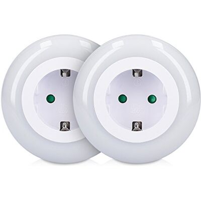kwmobile 2 x automatisch led-nachtlampje, nachtlampje voor aan de muur met tussenstekker, schemeringssensor, 3 kleuren, babylamp kwmobile 2 x automatisch led-nachtlampje, nachtlampje voor aan de muur met tussenstekker, schemeringssensor, 3 kleuren, babylamp