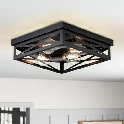 LVWIT Zwarte inbouwplafondlamp, 4-weg retro plafondlamp voor woonkamer met E27 inbouwplafondlamp, keukenverlichting, rustieke plafondlamp (zonder lamp) LVWIT Zwarte inbouwplafondlamp, 4-weg retro plafondlamp voor woonkamer met E27 inbouwplafondlamp, keukenverlichting, rustieke plafondlamp (zonder lamp)