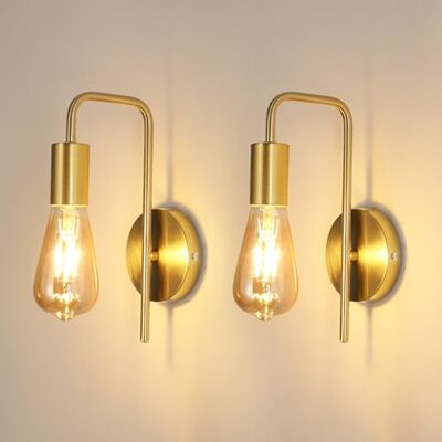 Osairous Comely Vintage Wandlamp, 2 stuks, industriële binnenwandlamp, retro ijzeren wandspot voor slaapkamer, hal, bar, E27, IP20, goud, zonder lamp Osairous Comely Vintage Wandlamp, 2 stuks, industriële binnenwandlamp, retro ijzeren wandspot voor slaapkamer, hal, bar, E27, IP20, goud, zonder lamp