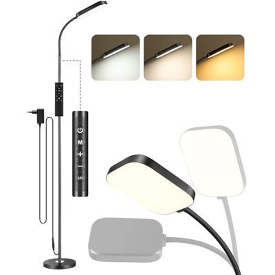 YICAIZI Vloerlamp woonkamer LED dimbaar 18W 1850lm LED vloerlamp met afstandsbediening, 3000-6500K, staande e-reader met geheugenfunctie, moderne vloerlamp voor woonkamer YICAIZI Vloerlamp woonkamer LED dimbaar 18W 1850lm LED vloerlamp met afstandsbediening, 3000-6500K, staande e-reader met geheugenfunctie, moderne vloerlamp voor woonkamer