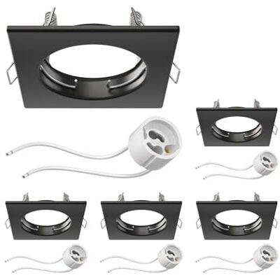 ledscom.de Inbouwspots met behuizing voor in het plafond, RIR, mat zwart, vierkant (led/halogeen/GU10/MR16/PAR16/50mm) incl. GU10-fitting, 5 stuks ledscom.de Inbouwspots met behuizing voor in het plafond, RIR, mat zwart, vierkant (led/halogeen/GU10/MR16/PAR16/50mm) incl. GU10-fitting, 5 stuks