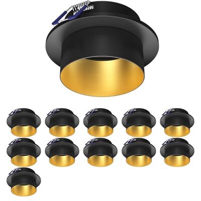 ledscom.de 12 KRON-plafondinbouwframes, rond, zwart/mat goud ledscom.de 12 KRON-plafondinbouwframes, rond, zwart/mat goud