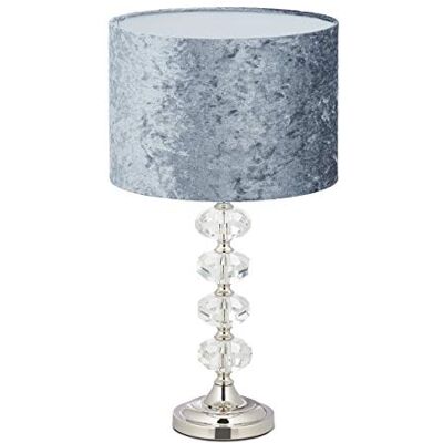 Relaxdays 10034470 Tafellamp, fluwelen lampenkap, kristallen voet, E14 fitting, woonkamer en slaapkamer, H x B: 48 x 26 cm, grijs, 1 stuk Relaxdays 10034470 Tafellamp, fluwelen lampenkap, kristallen voet, E14 fitting, woonkamer en slaapkamer, H x B: 48 x 26 cm, grijs, 1 stuk