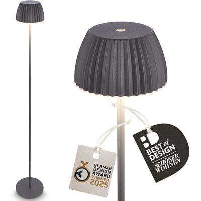 Briloner Riffle Draadloze led-vloerlamp IP44 met aanraking, dimbaar, geheugenfunctie, verwisselbare batterij, leeslamp, woonkamerlamp, Duits design, Award Winner 2025, 19 x 124 cm Briloner Riffle Draadloze led-vloerlamp IP44 met aanraking, dimbaar, geheugenfunctie, verwisselbare batterij, leeslamp, woonkamerlamp, Duits design, Award Winner 2025, 19 x 124 cm