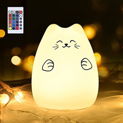 GoLine Nachtlampje voor kinderen, kat, led, nachtlampje, 6 modi, nachtlampje voor baby's met afstandsbediening, led-lamp, 13 kleuren en helderheid, verstelbaar, USB-oplaadbaar, cadeau voor meisjes van 3 tot 12 jaar. GoLine Nachtlampje voor kinderen, kat, led, nachtlampje, 6 modi, nachtlampje voor baby's met afstandsbediening, led-lamp, 13 kleuren en helderheid, verstelbaar, USB-oplaadbaar, cadeau voor meisjes van 3 tot 12 jaar.