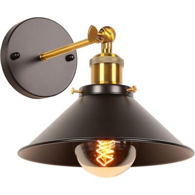 iDEGU Industriële wandlamp, plafondlamp, Edison stijl, metaal, retro, met rotatie 180 graden 22 cm, zwart (1 verpakking) iDEGU Industriële wandlamp, plafondlamp, Edison stijl, metaal, retro, met rotatie 180 graden 22 cm, zwart (1 verpakking)