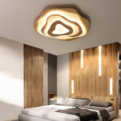 WayLuoung Houten led-plafondlamp, Ø 57 cm, 50 W, 4300 lm, 3000 K-6000 K, dimbaar, met afstandsbediening, moderne lamp, natuurlijk hout + acrylwolken, woonkamer, kinderkamer, keuken, eetkamer, kantoor, thuis WayLuoung Houten led-plafondlamp, Ø 57 cm, 50 W, 4300 lm, 3000 K-6000 K, dimbaar, met afstandsbediening, moderne lamp, natuurlijk hout + acrylwolken, woonkamer, kinderkamer, keuken, eetkamer, kantoor, thuis