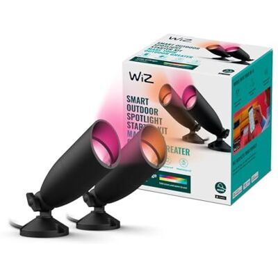 WiZ Buitenlamp Grondspot Starterset – Gekleurd en Wit Licht – Slimme LED Verlichting – 12 V – Zwart WiZ Buitenlamp Grondspot Starterset – Gekleurd en Wit Licht – Slimme LED Verlichting – 12 V – Zwart