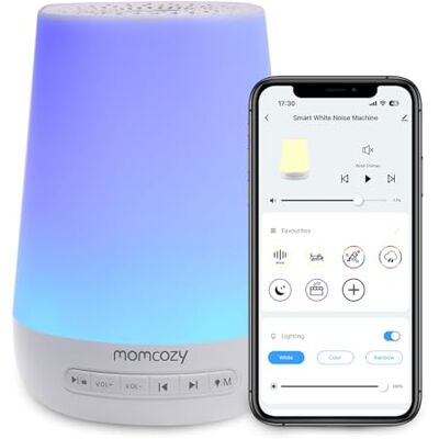 Momcozy Witte Noise Machine, Draagbare Witte Noise Slaap voor Baby Volwassenen, Witte Noise Machine met 34 Geluiden, DB03 Witte Geluid Babytherapie, Witte Noise Machine Nachtlampje 7 Kleuren, App-besturing Momcozy Witte Noise Machine, Draagbare Witte Noise Slaap voor Baby Volwassenen, Witte Noise Machine met 34 Geluiden, DB03 Witte Geluid Babytherapie, Witte Noise Machine Nachtlampje 7 Kleuren, App-besturing