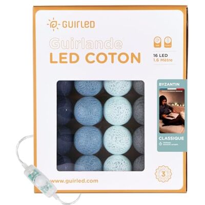 GuirLED Lichtketting met bolletjes van katoen, USB, 2 uur nachtlampje voor baby's, incl. 2 A dubbele USB-adapter, 3 intensiteiten, 16 bolletjes, 1,6 m, Byzantin GuirLED Lichtketting met bolletjes van katoen, USB, 2 uur nachtlampje voor baby's, incl. 2 A dubbele USB-adapter, 3 intensiteiten, 16 bolletjes, 1,6 m, Byzantin