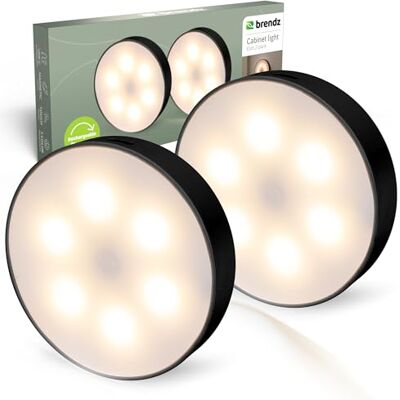 Brendz Ronde led-kastverlichting, touch-bediening, USB-C-oplaadbaar, dimbaar, magnetisch, 2 stuks, 3 kleurtemperaturen, led-lamp, batterij, trapverlichting, zwart Brendz Ronde led-kastverlichting, touch-bediening, USB-C-oplaadbaar, dimbaar, magnetisch, 2 stuks, 3 kleurtemperaturen, led-lamp, batterij, trapverlichting, zwart