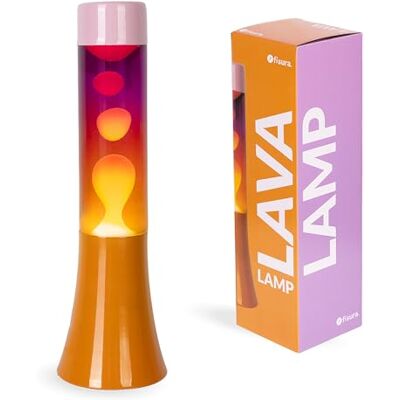 Fisura Lavalamp met kleurverloop in roze met oranje basis en kleurverloop glas. Origineel retro design, hoogte 30 cm. Ideaal als uniek cadeau. Afmetingen: 9 x 9 x 30 cm. Fisura Lavalamp met kleurverloop in roze met oranje basis en kleurverloop glas. Origineel retro design, hoogte 30 cm. Ideaal als uniek cadeau. Afmetingen: 9 x 9 x 30 cm.
