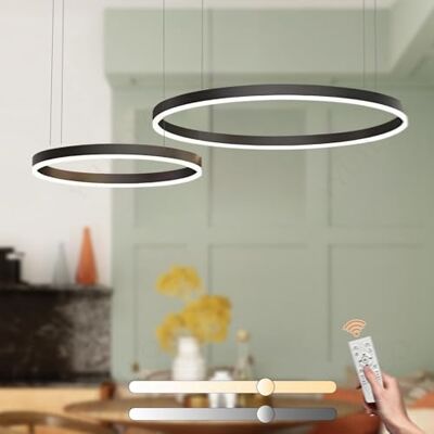 YYUTLUO Moderne led-kroonluchter DIY cirkel 2 zwarte ringen: 60 + 80 cm = 65 W hangende verlichting led metaal + acryl afstandsbediening dimbaar 2,4 G hanglamp plafond rond woonkamer slaapkamer YYUTLUO Moderne led-kroonluchter DIY cirkel 2 zwarte ringen: 60 + 80 cm = 65 W hangende verlichting led metaal + acryl afstandsbediening dimbaar 2,4 G hanglamp plafond rond woonkamer slaapkamer