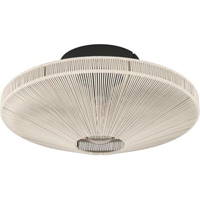 EGLO Plafondlamp Midsumer, stoffen plafondlamp, Japanse lamp van zwart metaal en natuurdraad crème, verlichting voor woonkamer en slaapkamer, E27 fitting, Ø 38 cm EGLO Plafondlamp Midsumer, stoffen plafondlamp, Japanse lamp van zwart metaal en natuurdraad crème, verlichting voor woonkamer en slaapkamer, E27 fitting, Ø 38 cm