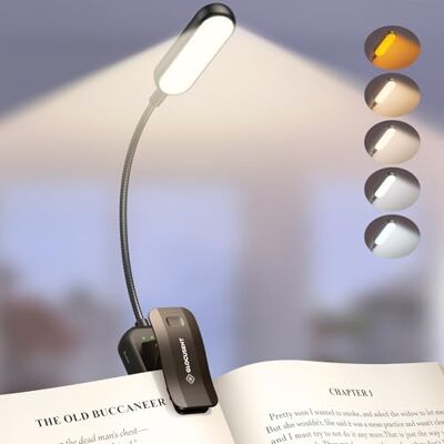 Glocusent Oplaadbare leeslamp, 20 leds, leeslamp, clip, progressief dimmen en 5 modi, oogbescherming, 3-100 lm, 360 graden flexibele hals, indicator (zwart) Glocusent Oplaadbare leeslamp, 20 leds, leeslamp, clip, progressief dimmen en 5 modi, oogbescherming, 3-100 lm, 360 graden flexibele hals, indicator (zwart)